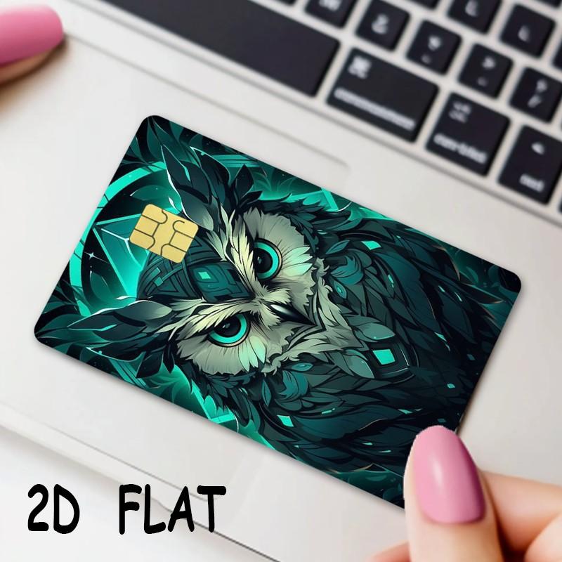 Credit Card Stickers, 2 Pcs/set, Ultra-Thin Waterproof Scratch-Resistant, Customizable Bank Card Stickers, Cartoon Owl Design