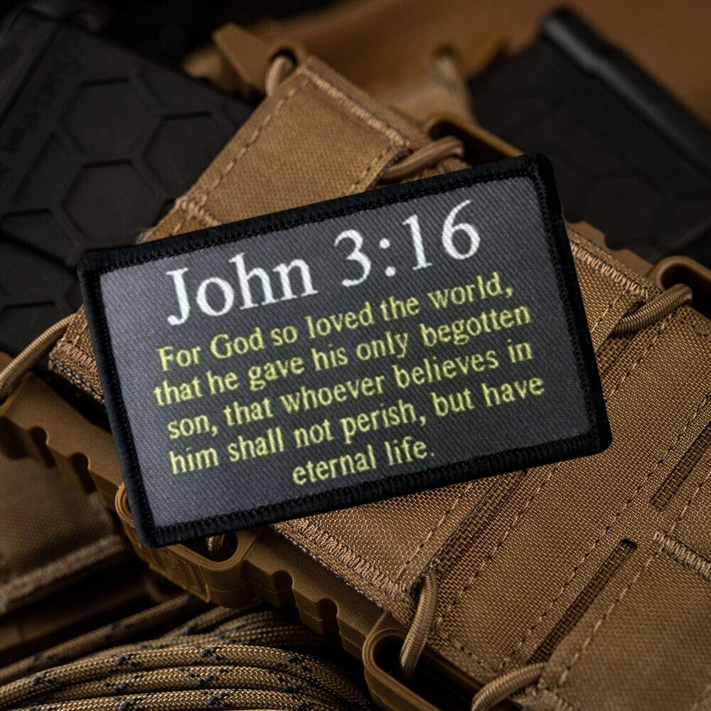 John 3:16 Religious Christian Catholic Tactical Patch Printed Hook&Loop Military Morale Badge Armband Chevron Backpack Stickers