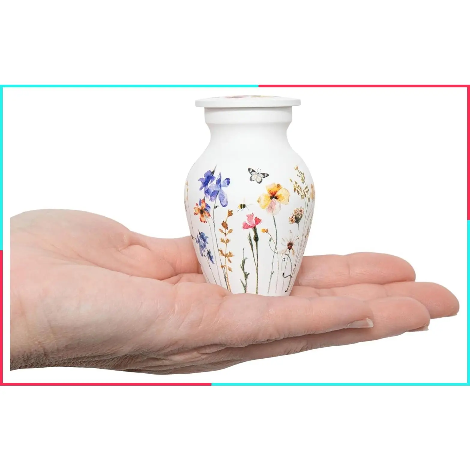 Handcrafted Cremation Urn for Human Ashes Adult Female - Decorative Keepsake for Women, Funeral, Burial, Home, Wildflower Design