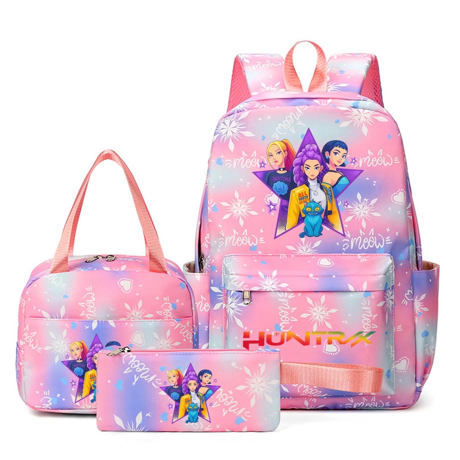 Snowflake Pattern Backpack Set, Kpop Print, Six-Seven Gesture, Laptop Sleeve, Lunch Bag, Pen Case, Large Capacity, Adjustable Straps