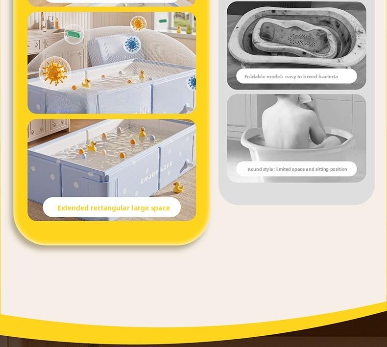 Foldable Rectangular Bathtub, Portable Freestanding Bath Tub, Space Saving Spa Bucket for Travel & Home, Multiuse Collapsible Bath Basin, Ideal for Outdoor & Festival Gift