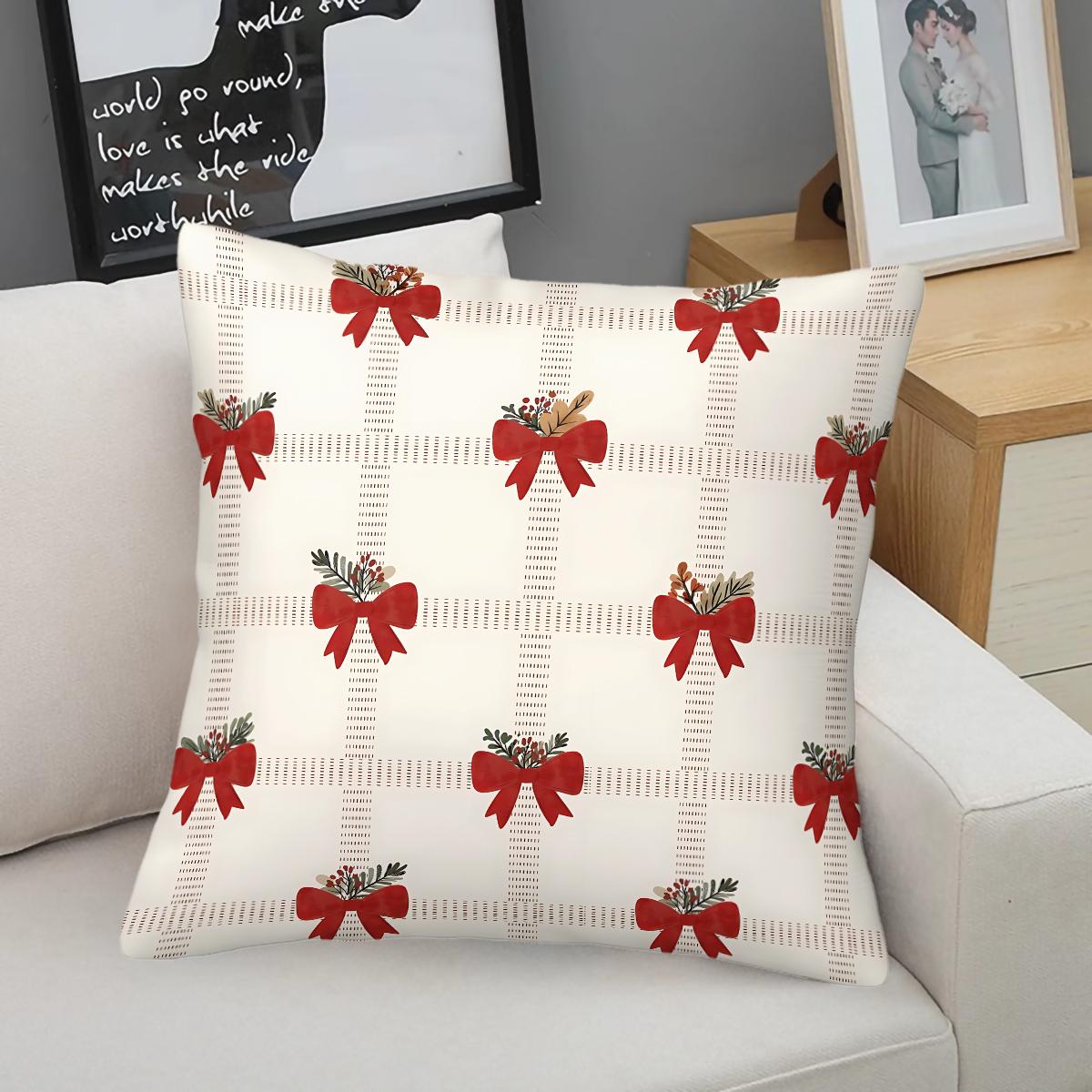 Cute Romantic Sweet Bow Throw Pillow with Insert, Soft Cozy Aesthetic Decorative Cushion for All Season, Housewarming Birthday Valentine's Day Christmas Gift for Her