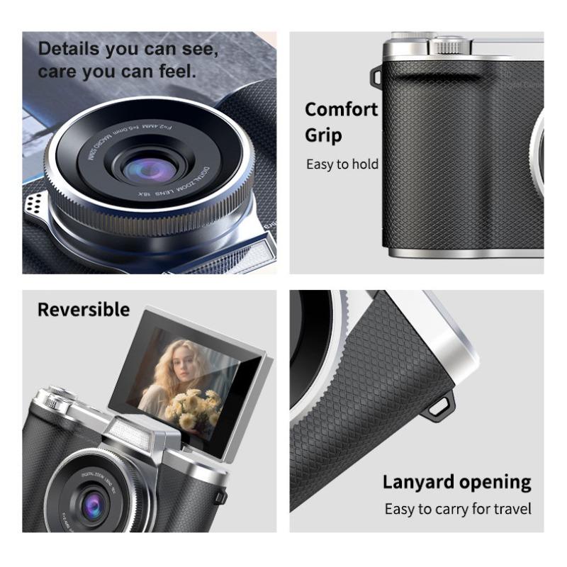 Retro Camera With Memory Card, Digital Cam For Student Camera, Handheld Camera With Flip Screen, Portable Camera Back-To-School Gift, Christmas & New Year Present, Cute Camera Beginner Friendly