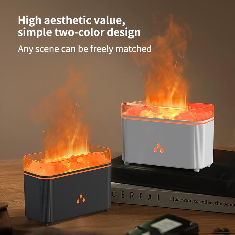Flame Humidifier Essential Oil Diffuser, Himalayan Salt Lamp with Color Changing Light, Mist Mode, Large Capacity, Humidifier Scent, Perfect Gift