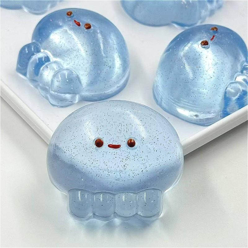 Three-Color Jellyfish Stress Relief Toy, Quick Rebound Feel, Blue Transparent, Relax and Focus, Fun Novelty Squeeze Toy, Office Desk Item, Holiday Birthday Gift