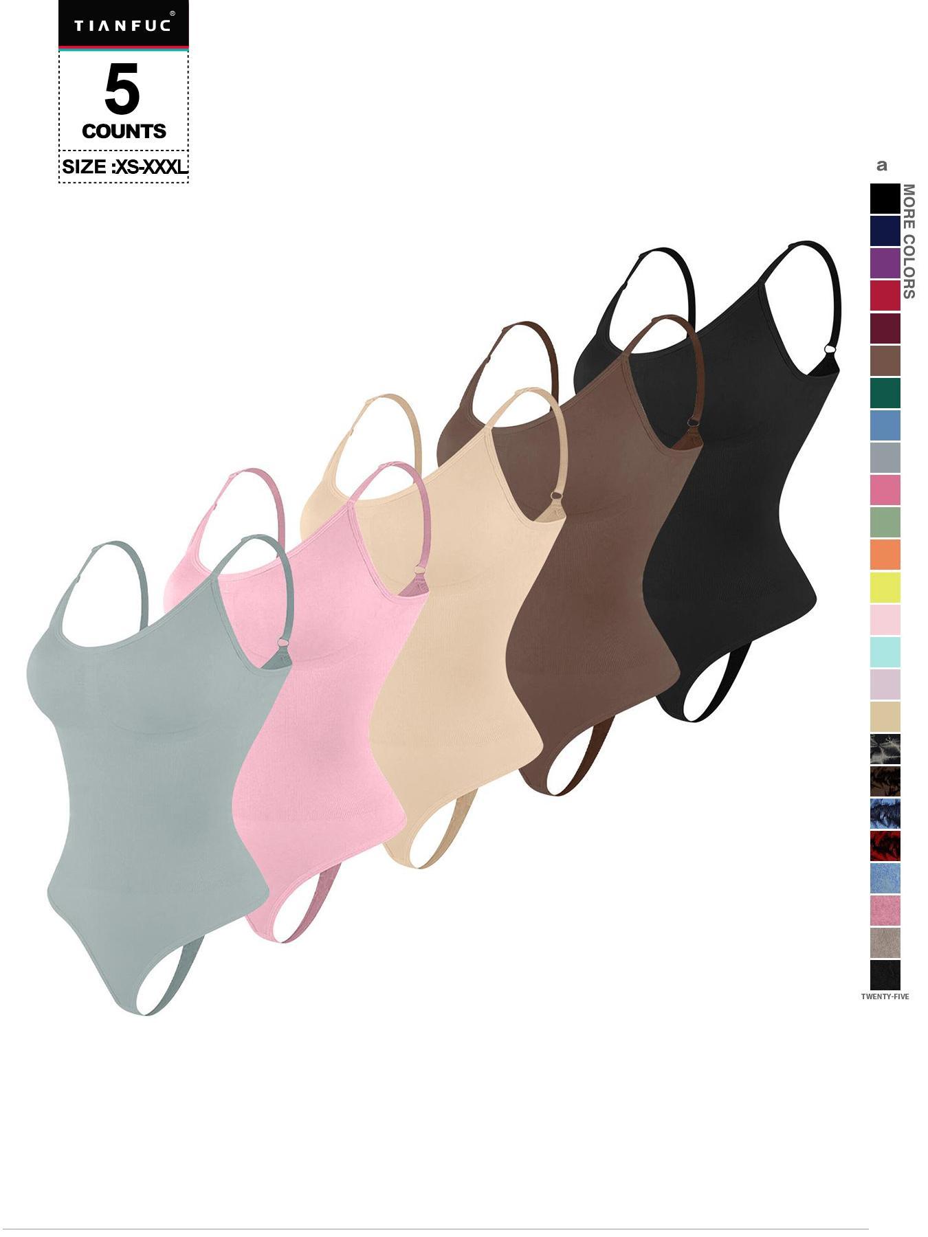 Women's Solid-Color Adjustable-Strap Shapewear Bodysuit, Tummy-Control Spaghetti-Strap Slim Shaper, Seamless Underwear for Women, Invisible Shaper