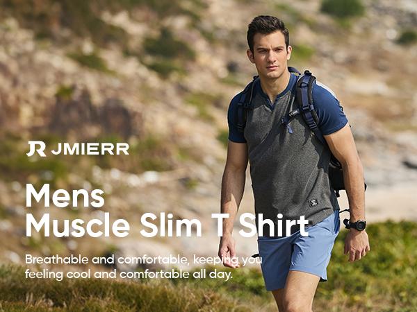 JMIERR Mens Muscle Slim T Shirt V-Neck Longline Henley Shirt Gym Workout Athletic Tee Shirts, men gifts