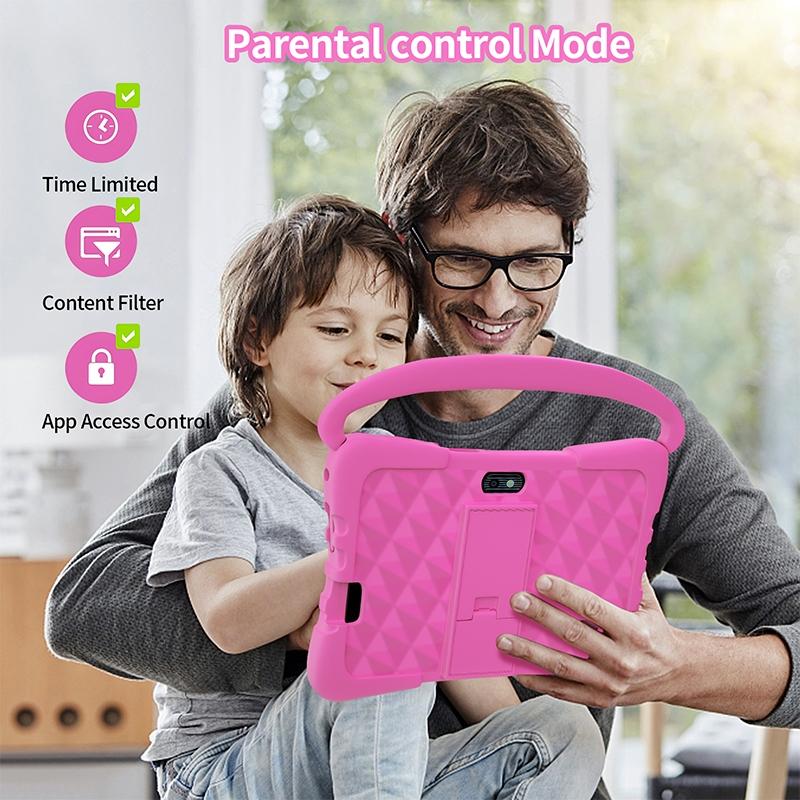 7-Inch Android Learning Entertainment Tablet with Education Software, USB Charging, Quad-Core Processor, 4GB RAM, HD IPS Display, Parental Lock, Dual Cameras