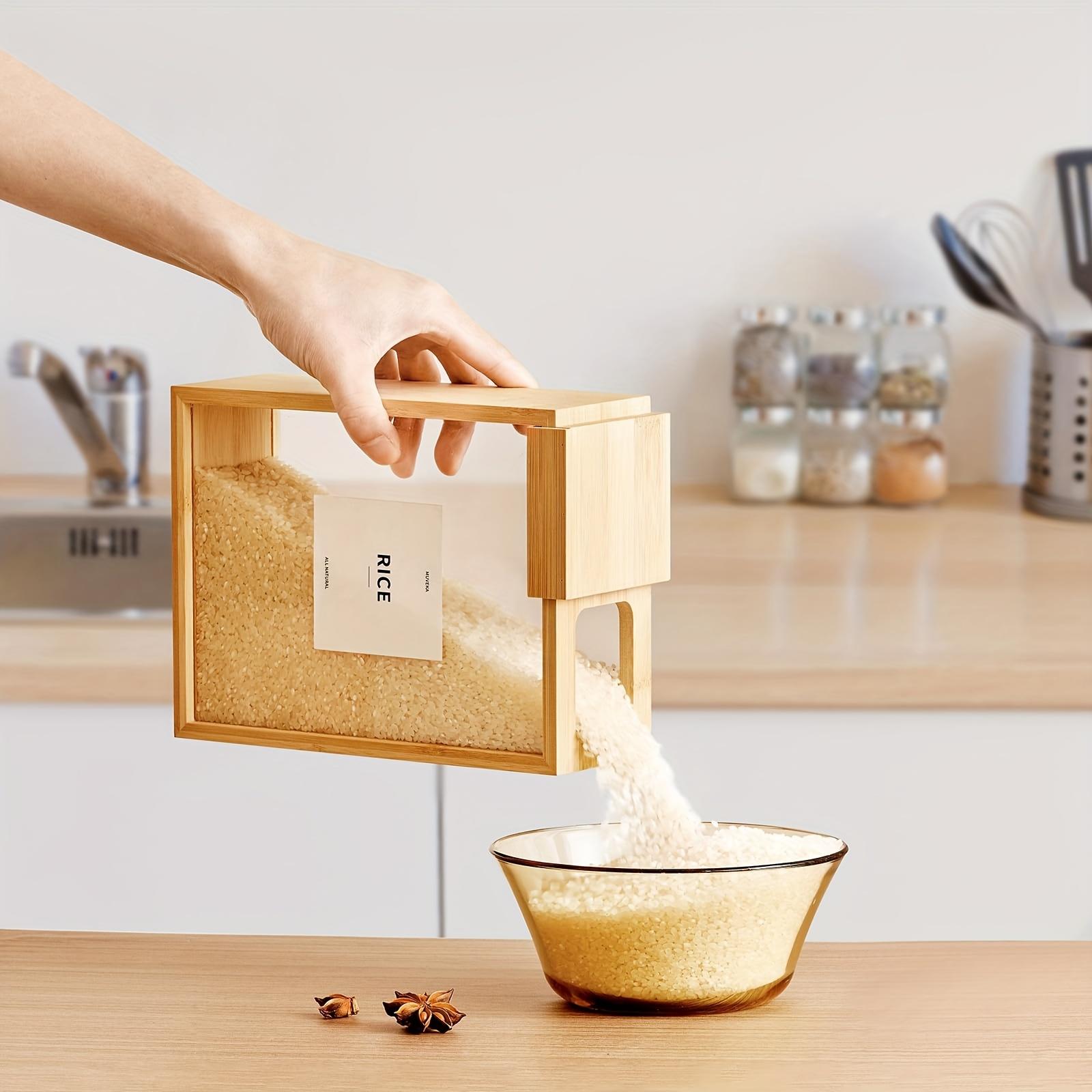 Ideal 1pc Bamboo Plastic Storage Container for Pets with Sliding Lid - Stackable Design, Kitchen Storage|Modern Kitchenware|Durable Bamboo Containers - Ideal for Dog Food, Cereals, Beans - Ideal for Pet Organizing