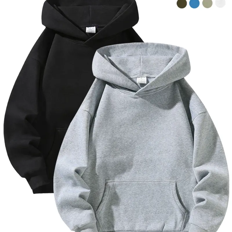 Men's Fleece Lined Casual Long Sleeve Sweatshirt, Classic Pullover Hoodie, Teen Student, Sports Basic Top, Unisex Sweatshirt