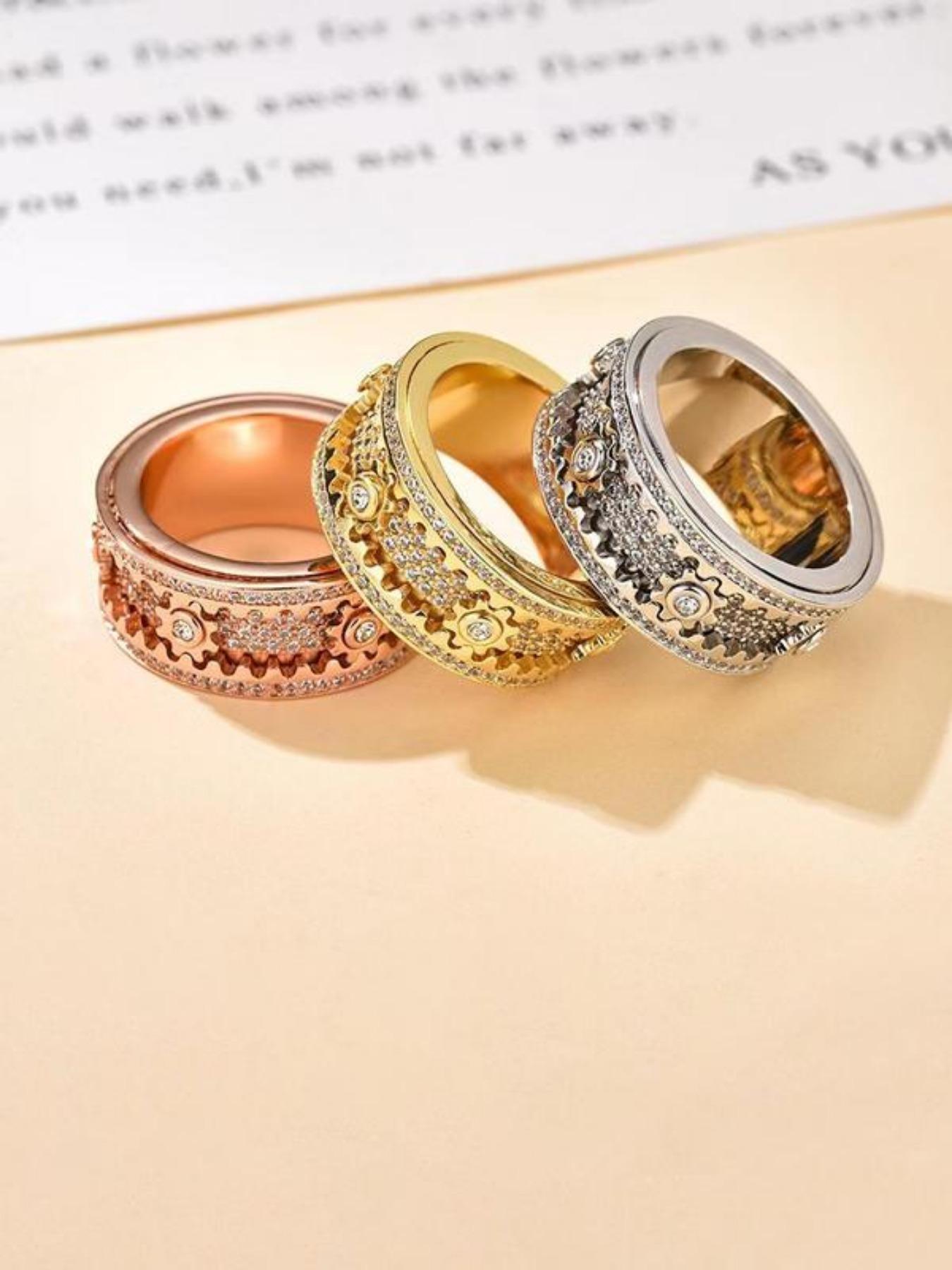 Creative Gear Design Rhinestone Ring, Elegant Fashion Jewelry for Men and Women, Perfect Gift for Birthdays, Anniversaries, Graduations