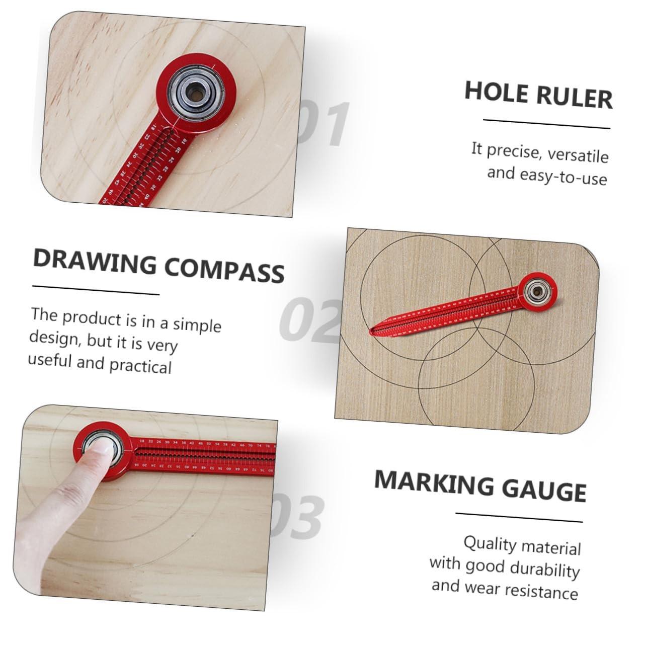 Aluminum Alloy Center Axis Circle Drawing Compass, Mini Woodworking Hole Ruler, DIY Line Marking Tool, Precision Measuring Tape