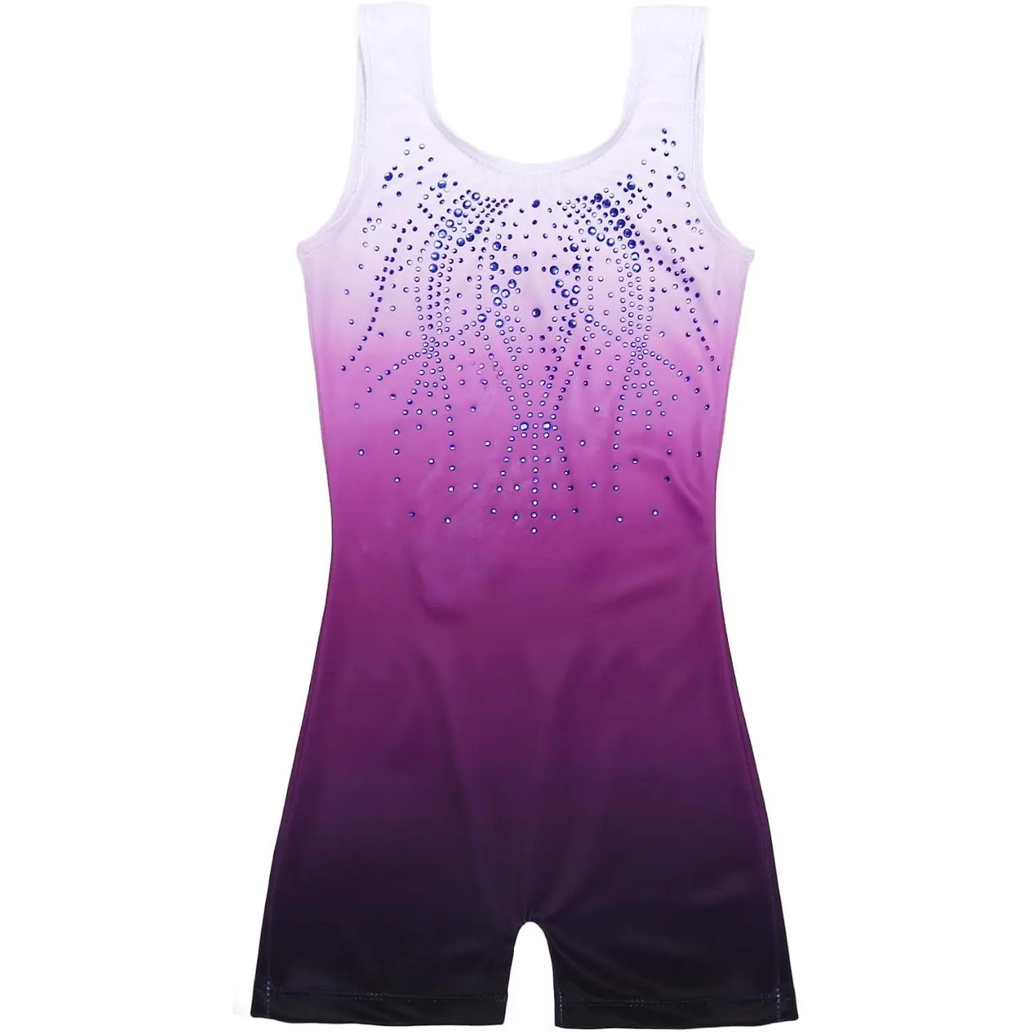 Kid Girls Gymnastic Leotard Sparkly Shiny Diamond Dance Outfits | 3-12 Y, One Piece, with Shorts, Ballet, Gym, Biketards, Tumbling, Stretchy