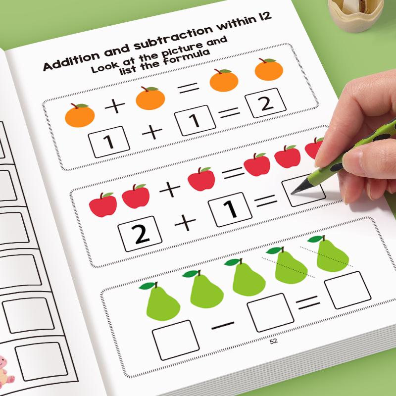 Interactive Learning Math Workbook, Learning Materials, Number Practice, Addition Subtraction, Colorful Math Activities, Basic Arithmetic - Perfect Christmas Gift