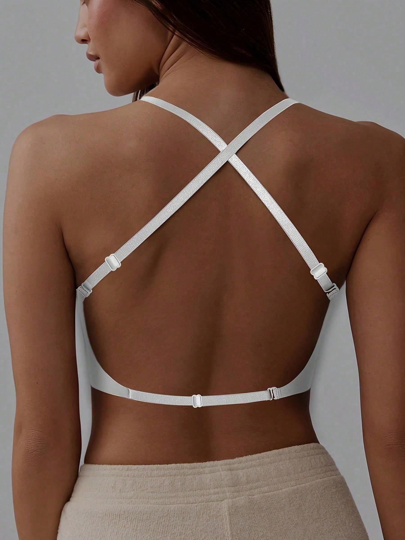 Women's Seamless Backless Bra, Multi-Strap Convertible Strap Wireless Push-Up Bra, Suitable for Wedding Dresses and Party Gowns