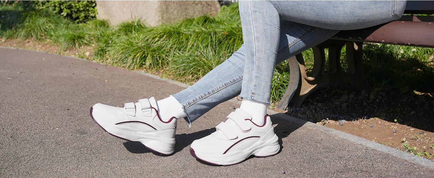 Women wedge Diabetic-Friendly Leather Shoes Walking Shoes Wide Toe Box Shoes womens sneaker