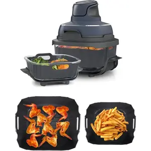 for Ninja Crispi FN101GY FN101SG FN101ST, Reusable Non-Stick Ninja Crispi 4-in-1 portable glass air fryer Accessories, Large & Small Pot Basket Compatible with 4 QT & 6 Cup Container