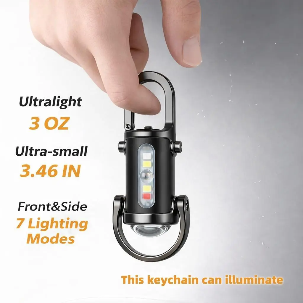Mini LED Flashlight Strong Light Portable Flashlight, USB-C Rechargeable Keychain Light with  Strobe and SOS Light for Camping, Hiking, Work, Travel, Outdoor fun