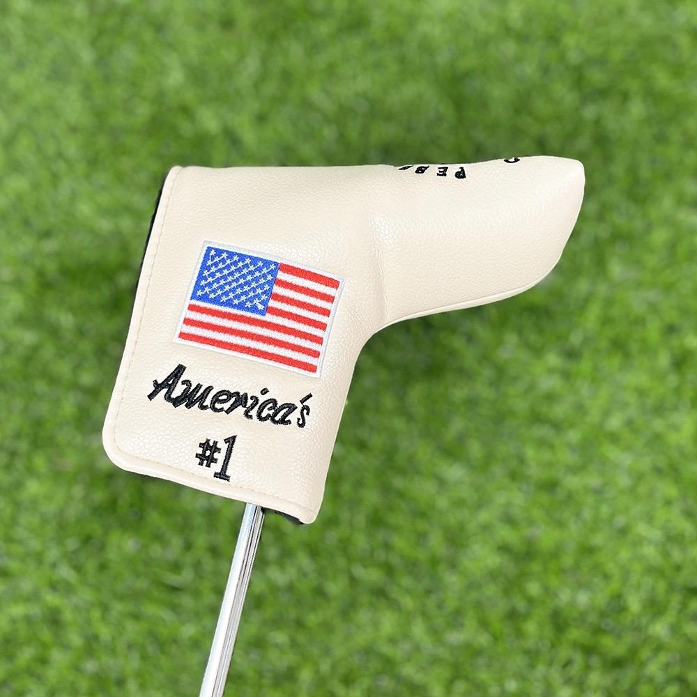 Premium Leather Golf Putter Cover Pebble Beach Golf Putter Headcover American Flag Golf Headcover Golf Putter ProtectorGolf Accessories for Men Golf Gift for Golfers Waterproof Golf Putter Cover