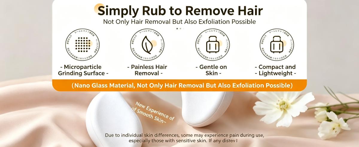 2 in1Nano Glass Remover for Women and Men, Reusable Crystal Hair Eraser Magic Painless Exfoliation Hair Removal Device, Epilator Device for Legs, Back, Arms, Portable Hair Removal Device Gift White epilator epilator hair remover