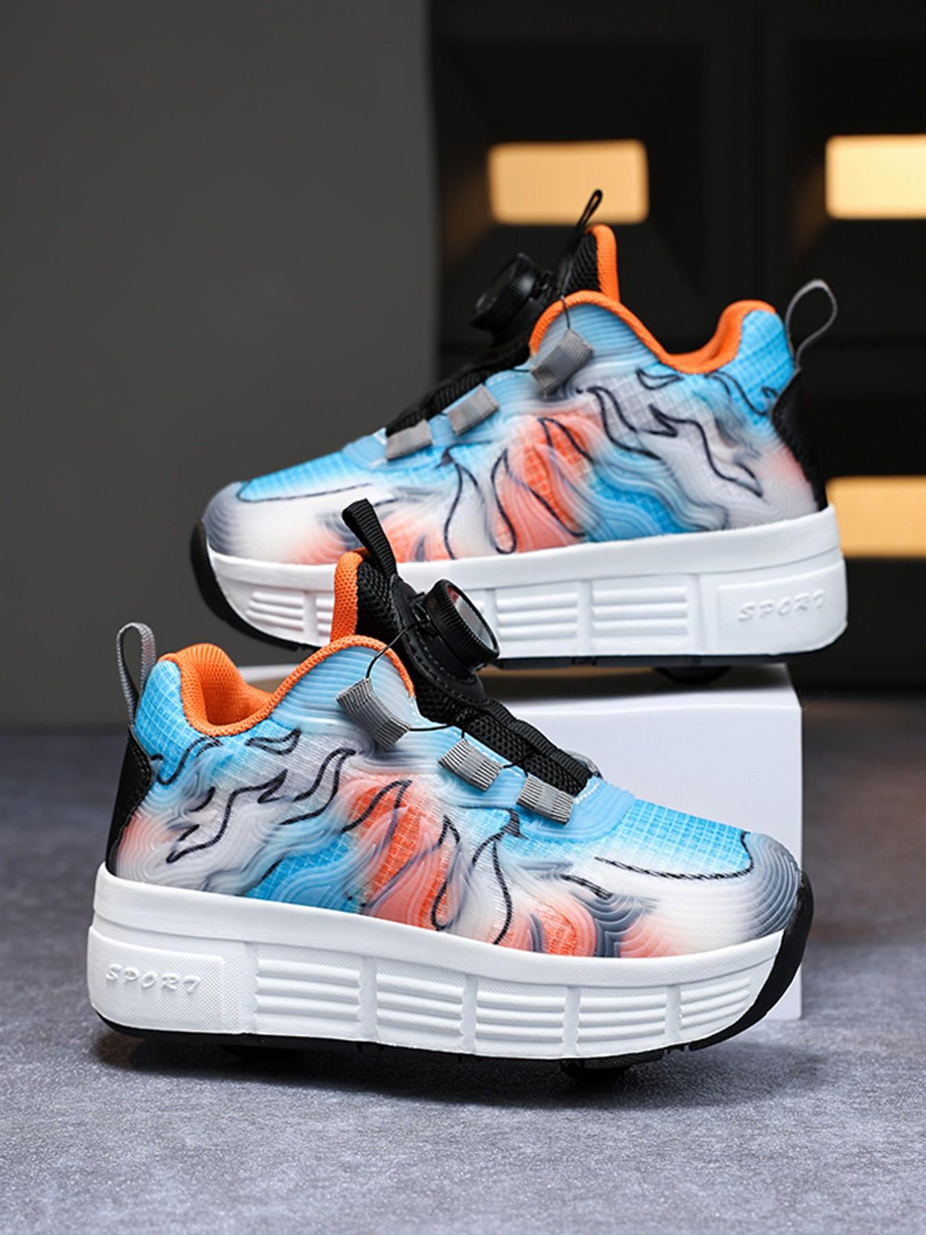 Dual-Wheel Roller Skates, Detachable Wheels, Colorblock Design, Anti-Slip Sole, Adjustable Velcro, Sporty Style, All Seasons, Sports Roller Skates, Shoes with wheels