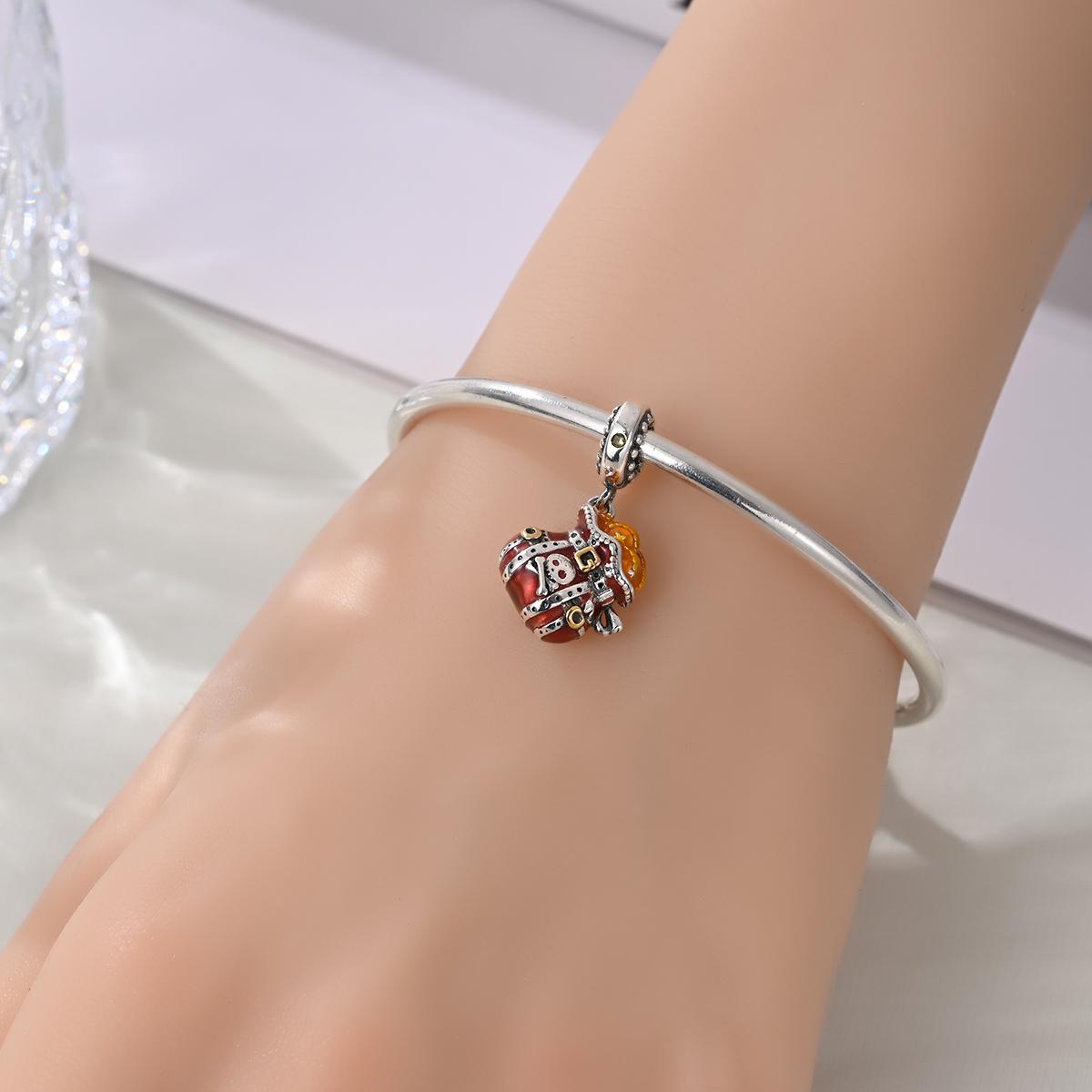 Pirate & Treasure Chest Charm, Single Piece Skull & Crossbone Design, Adventure Jewelry for Pandora Bracelet, Unique Accessory Gift Idea