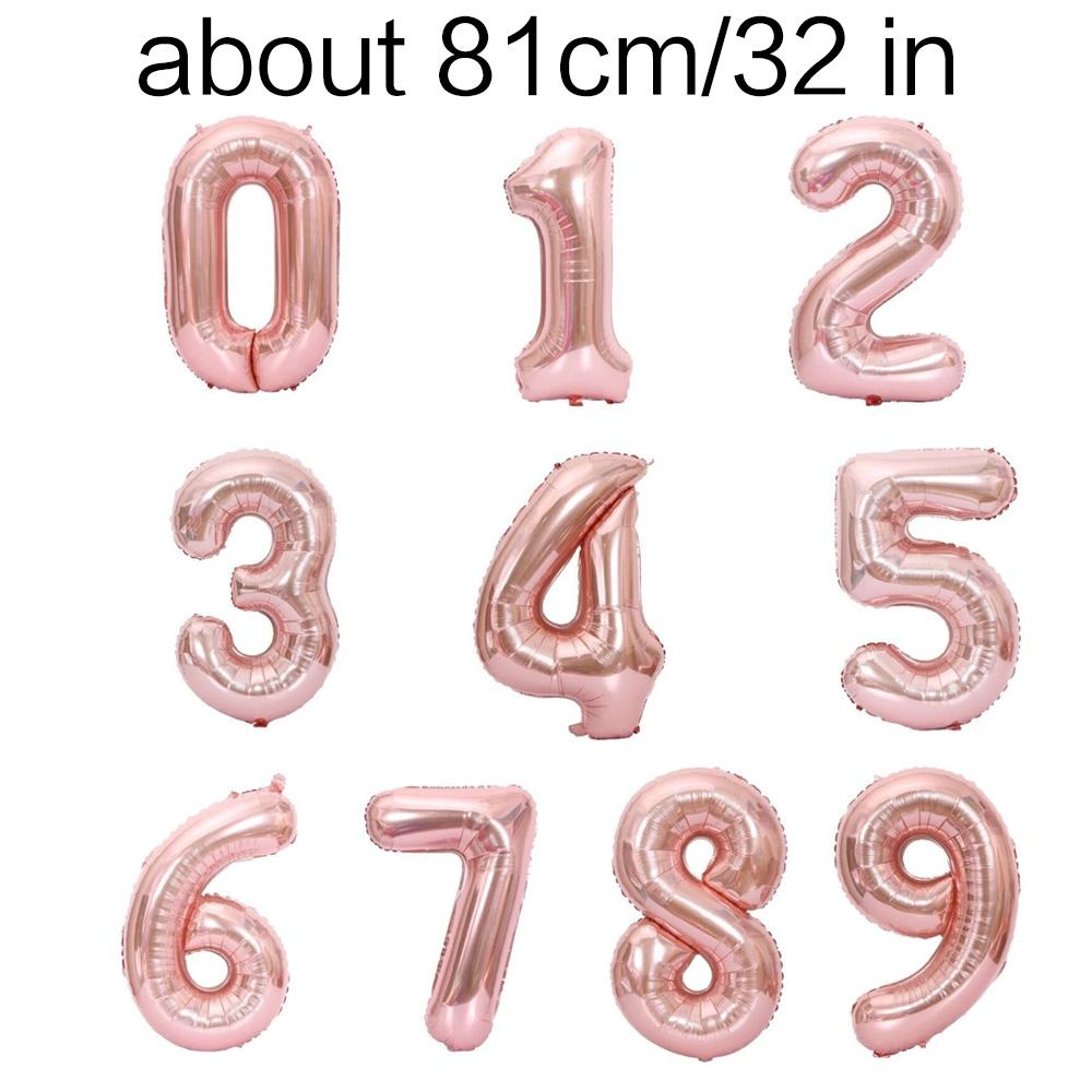 Romantic Rose Gold 3D Number Balloons, Metallic Birthday Decor, Wedding Anniversary Backdrop, Photo Booth Props, Party Wall Decoration, Durable Foil Balloons for Celebration, Event Decorations.