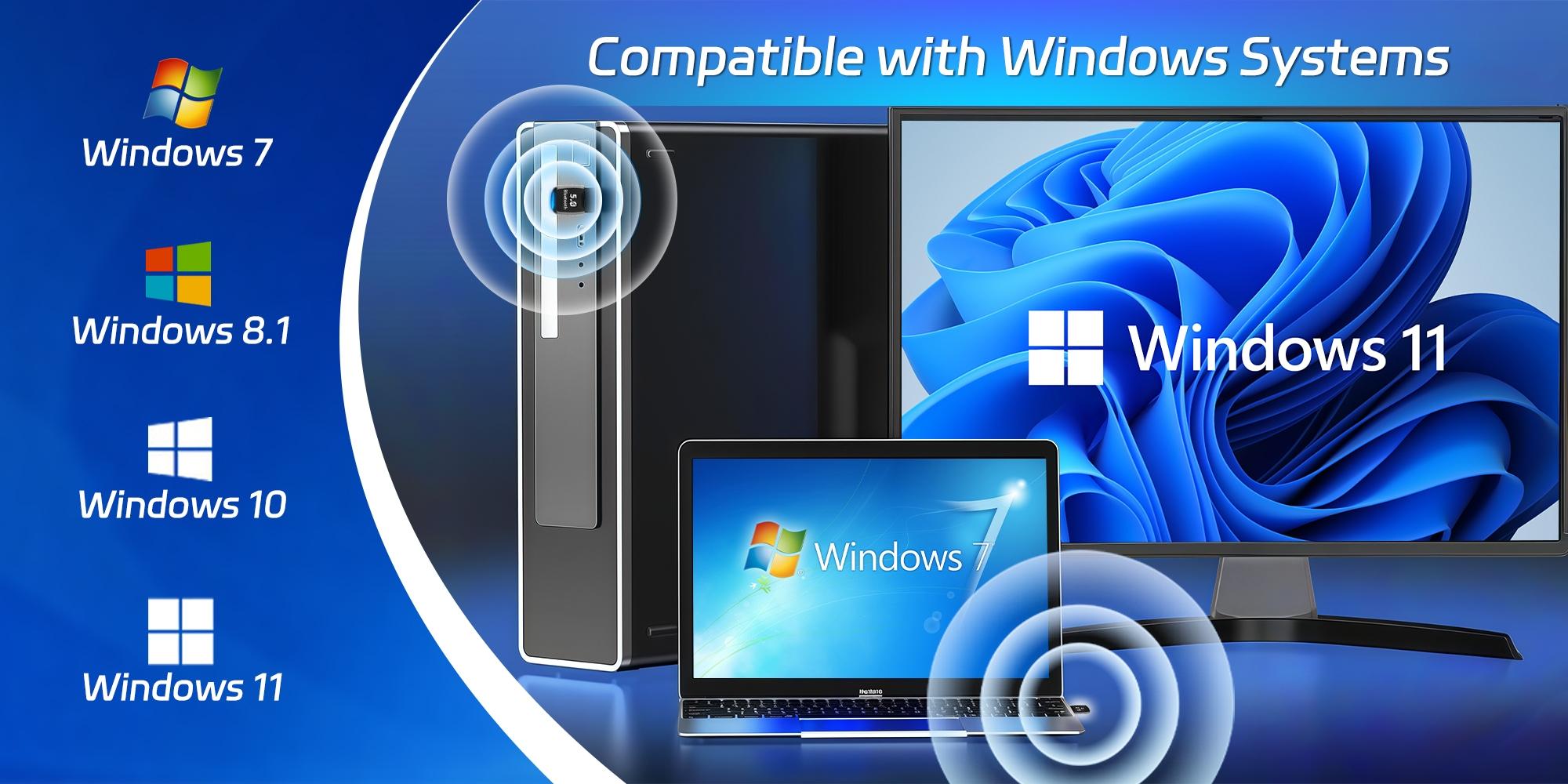 Wireless Adapter Bluetooth 5.4 USB Transmitter Compatible with Win 11/10/8.1 Laptop for Wireless Mouse Keyboard Headse