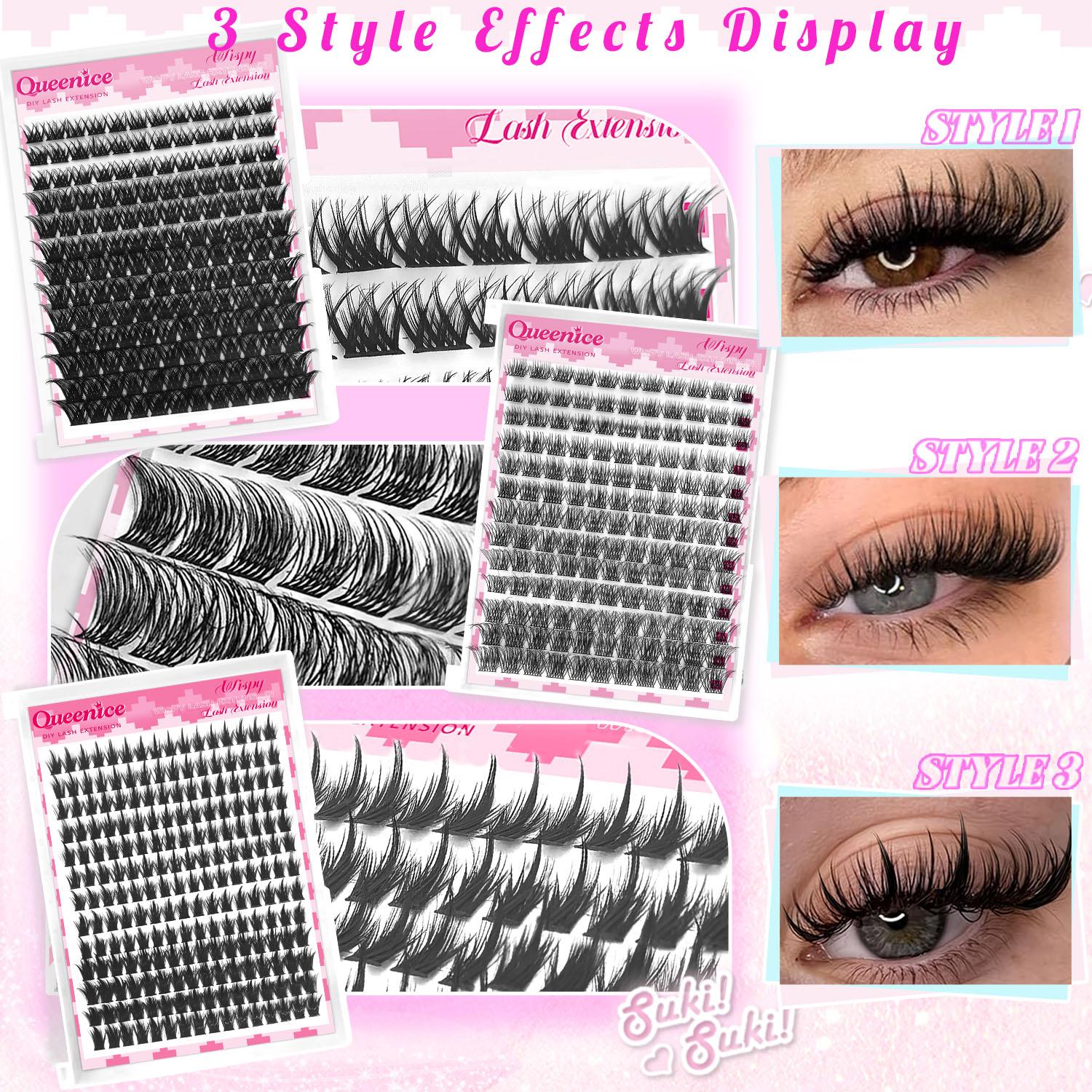 Lash Clusters with Spike Manga Wet Look Lash Clusters Kit Spiky Lash Extension Individual Lashes Cluster Eyelash Extensions Manga Lashes Clusters Wispy Eyelash Clusters