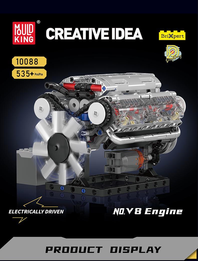 Mould King 10088 V8 Engine Motor Model Building Block Kit 535 Pcs Build Your Own Hobby Mini Engine That Works DIY STEM for Kids Teens Adults Durable Mould King 10088 V8 Engine Motor Model Building Block Kit 535 Pcs Build Your Own Hobby Mini Engine That Works DIY STEM for Kids Teens Adults Durable