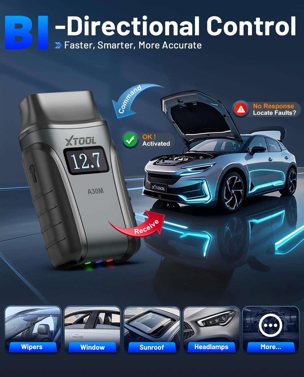 XTOOL A30M Bluetooth OBD2 Scanner: Bidirectional All-System Diagnostic Tool with 26+ Resets & Free Updates fathersdaygift