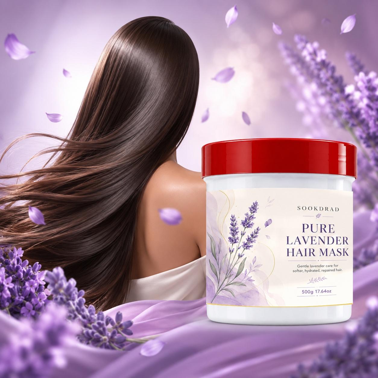 Pure Lavender Hair Mask, pure lavender, gentle care, softening, hydrating, repairing, for hair, 17.64oz, 500g