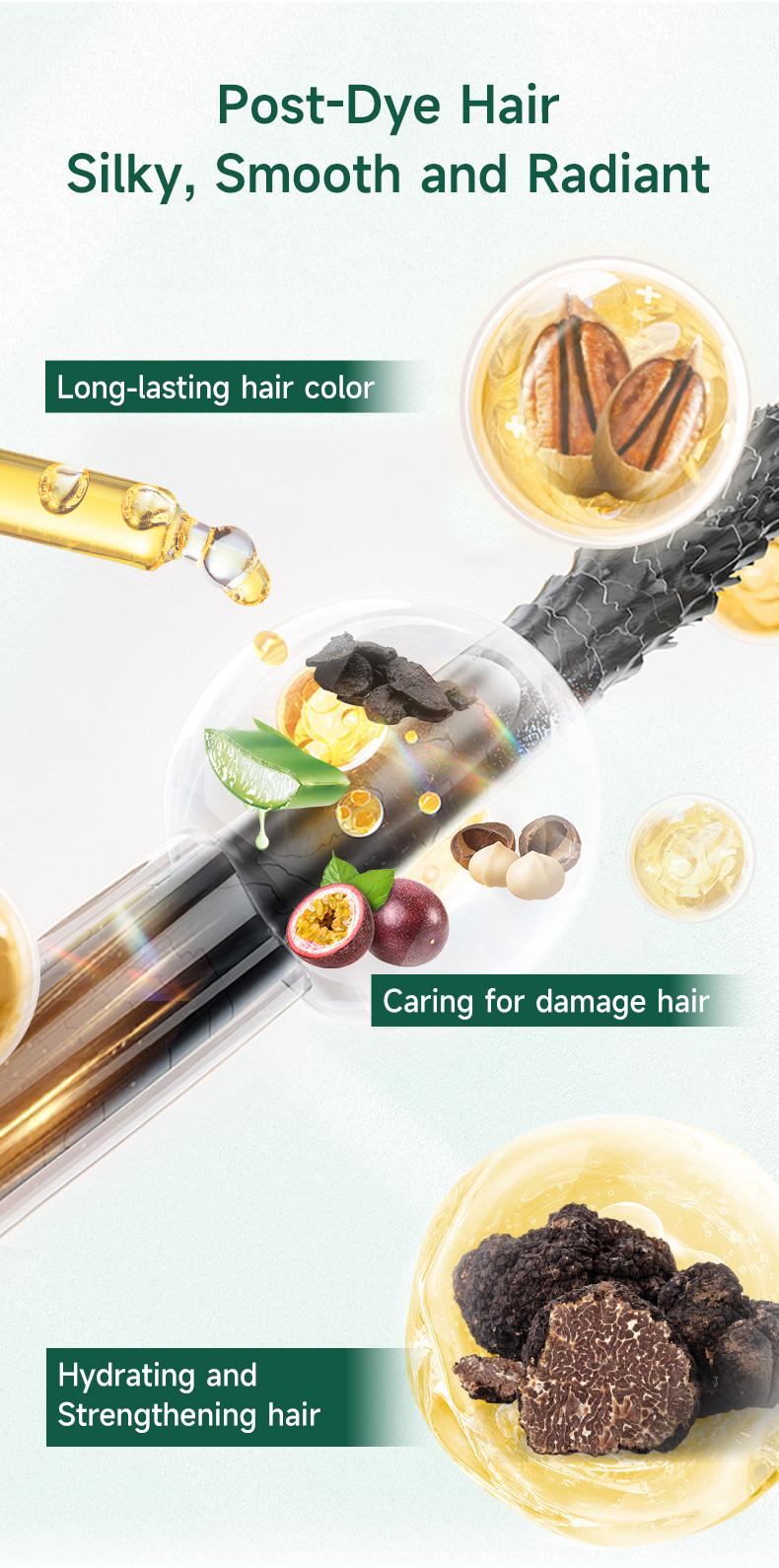 PYEONAN Unisex Bubble Hair Dye with Natural Plant Extracts, 2-in-1 for Gray Coverage and Hair Care, Gray Hair Turns into Black or Dark Brown with Herbal Ingredients, No Bleaching, 10 Bags Hair Color 5.6 Oz./160g