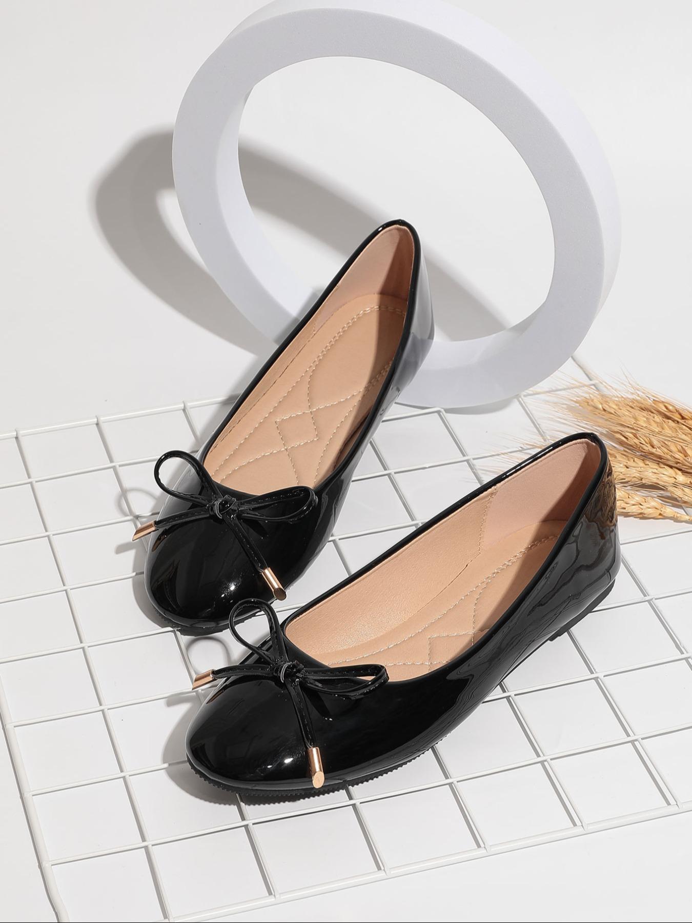 Women's Elegant Solid Color Bowknot Design Mary Jane Shoes, Fashionable Pointed Toe Flat Shoes, Casual Flats for Daily Wear, Lightweight Breathable Comfortable Shoes for Women & Girls, Ballerina Flats