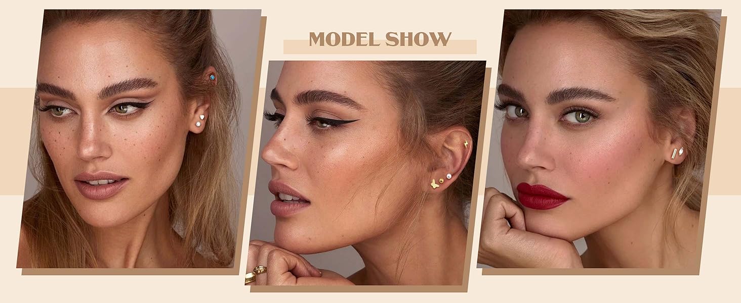 CASSICEA 21Pairs Hypoallergenic Flat Back Stud Earrings for Women Men Surgical Stainless Steel Earrings for Sensitive Ears Cartilage Earring Small Studs Earrings Set Stacks Screw Back Earrings Piercing CASSICEA 21Pairs Hypoallergenic Flat Back Stud Earrings for Women Men Surgical Stainless Steel Earrings for Sensitive Ears Cartilage Earring Small Studs Earrings Set Stacks Screw Back Earrings Piercing