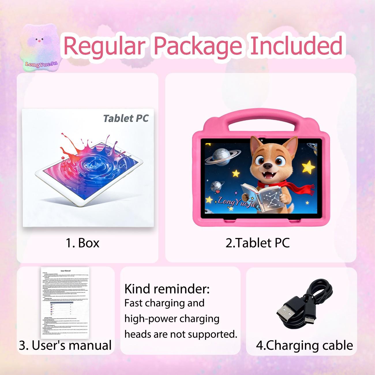 【TikTok Shop Spring New Arrivals】10.1 Inch Android Tablet with Dual Cameras,Shockproof & Dustproof Case, IWAWA Parental Control Learning App,Lightweight Stylish Design, Internet Ready for Daily Family Use, Best Holiday Gift (Adapter Not Included)