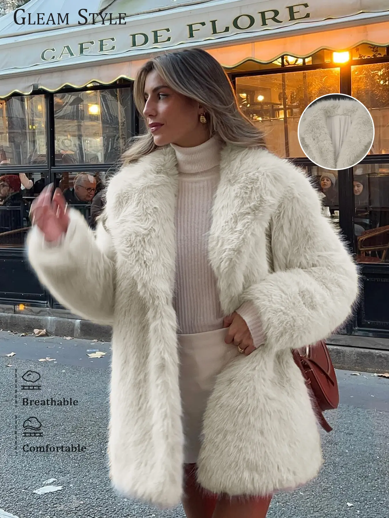 Women's Lazy Style Faux Fur Long Coat, Casual Warm Coat, Fashionable Comfortable Autumn Winter Outerwear, Stylish and Luxurious Look