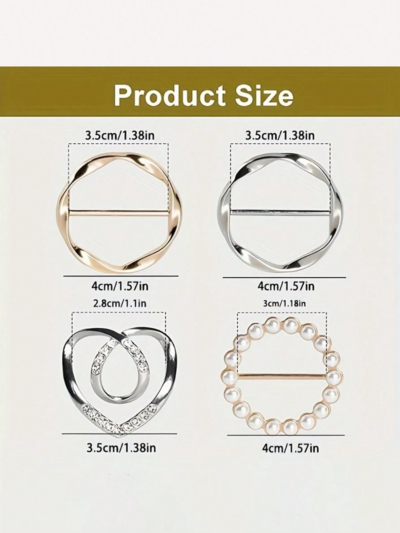 6-Piece Artificial Pearl Hollow Heart Jacket Sweater Badge Fashion Accessories, Silk Scarf Ring T-Shirt Clip, DIY Jewelry Set