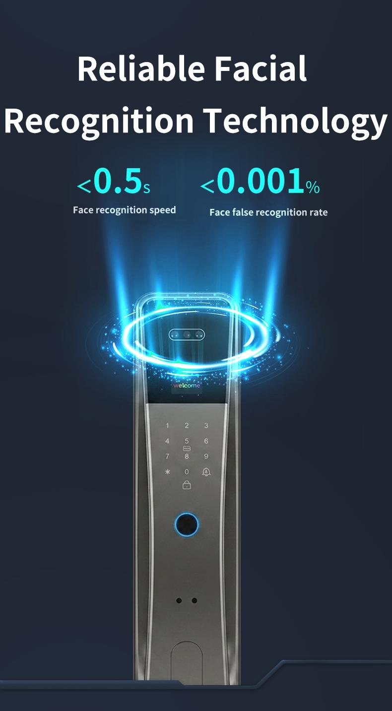 7 in 1 Keyless Entry Fingerprint Door Lock with Palm and Face ID, Heavy Duty Aluminum Smart Lock, Compatible with Wishome App, 6068 Mortis, Fingerprint Smart Locks