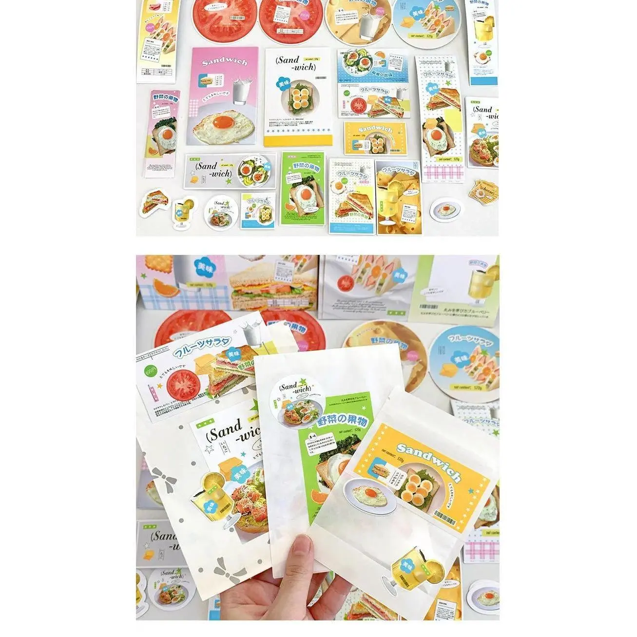 Original Sandwich Design Laminated Sealing Stickers Ins Aesthetic Scrapbooking Kit for Journals Stationery Decoration Set