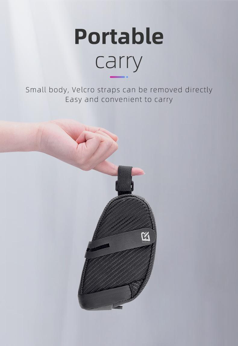 ROCKBROS Bike Saddle Bag, Bike Bag Under Seat, Strap-on Cycling Wedge Pack, Bike Seat Storage Bag for Mountain Road Bikes, 0.75L
