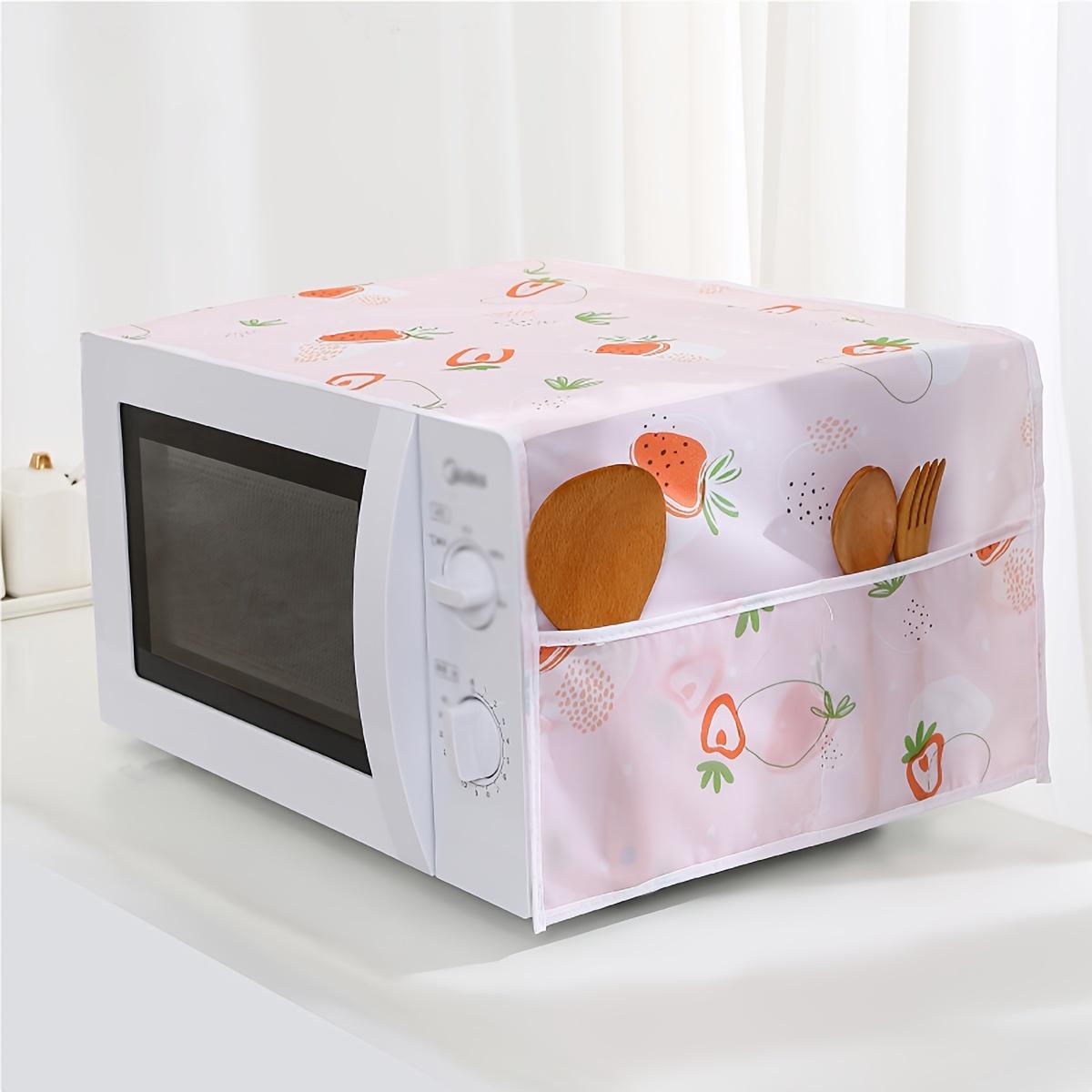 Strawberry  Pattern Microwave Dust Cover,  1 Count Waterproof & Oil-proof Microwave Oven Cover with Pocket, Home Appliance Protector for Kitchen