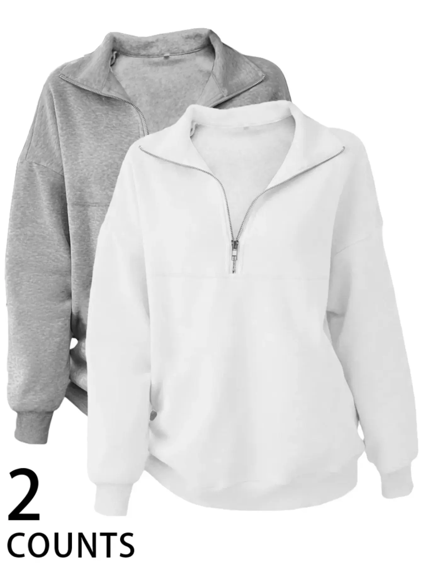 Women's Loose Fit Zipper Long Sleeve Pullover Sweatshirt, Basic Casual Fall and Winter Clothing for Daily Wear, Ideal for School Reunions and Graduations