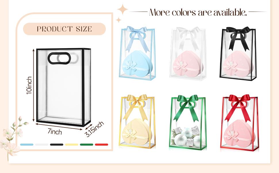 12 Pcs Mother's Day Clear Plastic Gift Bag with Ribbon Transparent Gift Bag Wedding Gift Bag Reusable Gift Wrap Tote Waterproof Present Individual Packaging Bag for Teacher's Day Graduation Wedding Bridal Birthday Baby Shower Summer Christmas Party