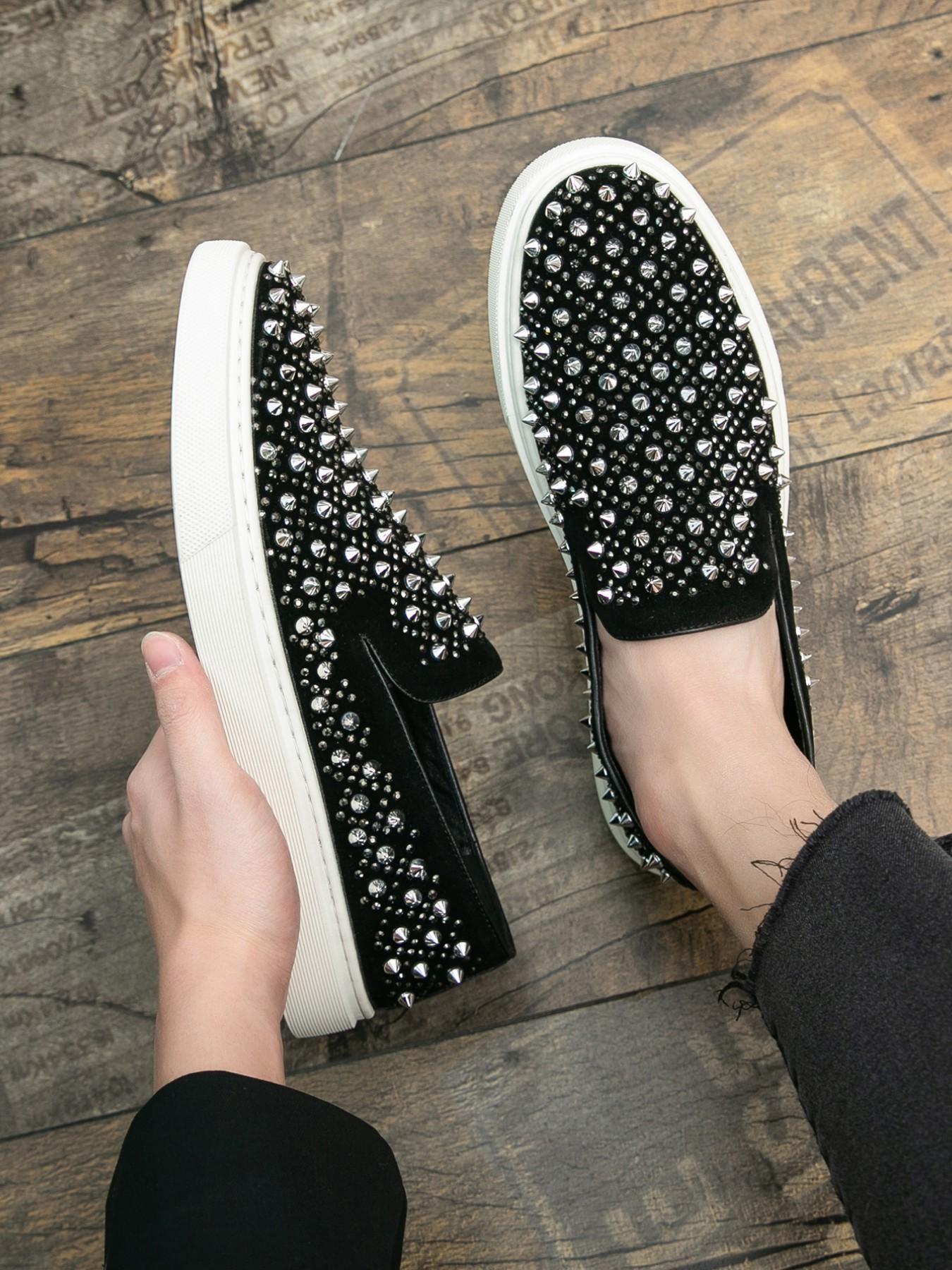 Men's Fashion PU Leather Slip-On Shoes, Plain Pattern, All Seasons, Rubber Sole, Business Casual, Nightclub, Driving, Daily Wear