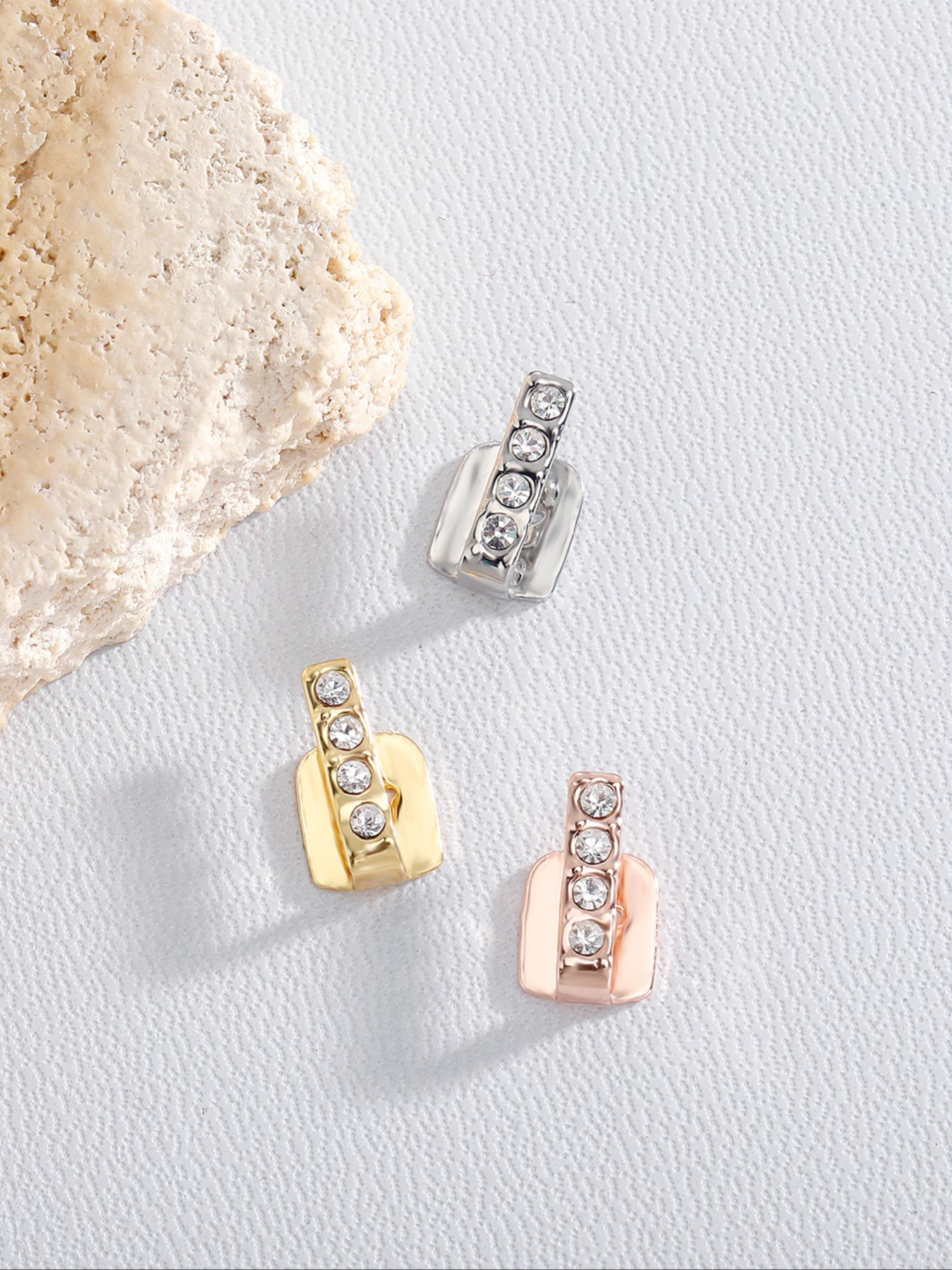 Single Tooth Bar Grillz, Daily Streetwear Sparkling Diamond Gold Teeth Hip Hop Versatile Cross-Border Accessory