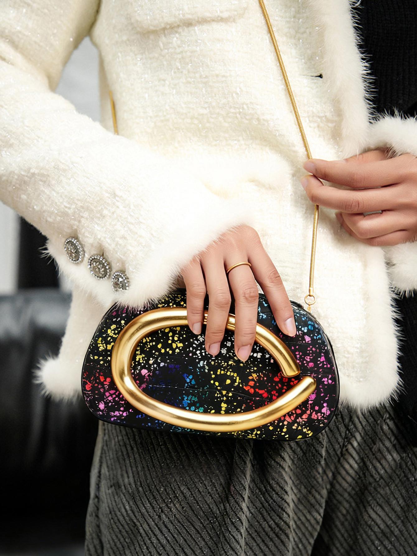 Women's Evening Bag, Crocodile Pattern Handbag, Handheld Bag Purse, Elegant Simple Party Purse, Fashion Accessories for Weddings, Christmas, Birthdays, Ideal Gift