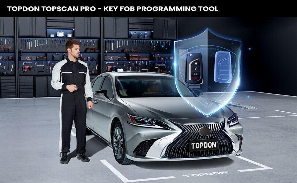 TOPDON TopScan Pro obd2 Scanner Bluetooth Connect Full System Diagnostics for iOS and Android for All Code Readers with Reset 13+ Reset Service Key Programmer Portable Topscan Lite Upgrade Car Vehicle Autos