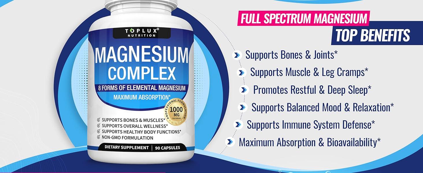 Premium Nutrition elemental Magnesium Complex 8 Essential Magnesium Multielemental Supplement Fitness Edible | Magnesium Glycinate Complex Supplement | Elemental Source | Fitness Strength | Magnesium glycinate | Daily nutrient support gym edible dietary