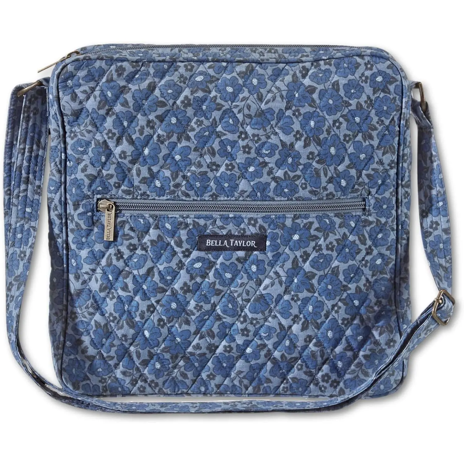 Women's Floral Cotton Quilted Crossbody Bag - Large, 5-Pocket, Lightweight, Hands-Free, Machine Washable, Adjustable Strap, Roomy Organized Storage, Zipper Closures